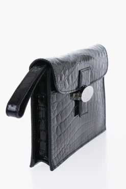 New Pochette in Pelle di Coccodrillo con Chiusura a Scatto Uomo Pochette E Buste