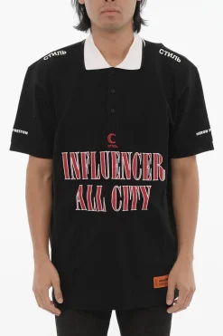 Polo a 3 Bottoni INFLUENCERin Cotone Piquet con Maxi Ricamo>Heron Preston Sale