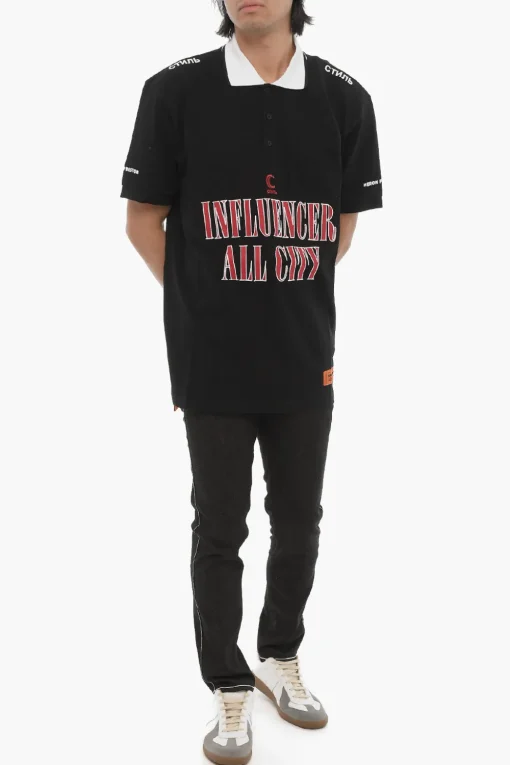 Polo a 3 Bottoni INFLUENCERin Cotone Piquet con Maxi Ricamo>Heron Preston Sale