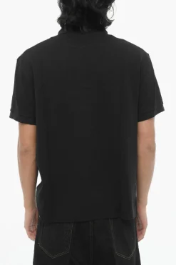 Fashion Polo a due Bottoni Loose Fit con Dettaglio Piercing Uomo T-Shirt