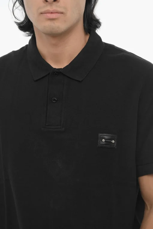 Fashion Polo a due Bottoni Loose Fit con Dettaglio Piercing Uomo T-Shirt