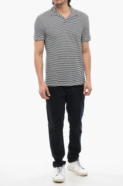 Best Polo A Maniche Corte Con Fantasia A righe Uomo T-Shirt