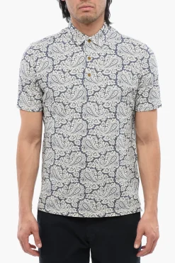 New Polo A Maniche Corte Con Motivo Paisley Uomo T-Shirt