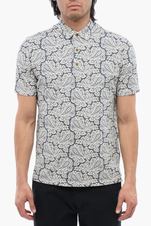 New Polo A Maniche Corte Con Motivo Paisley Uomo T-Shirt