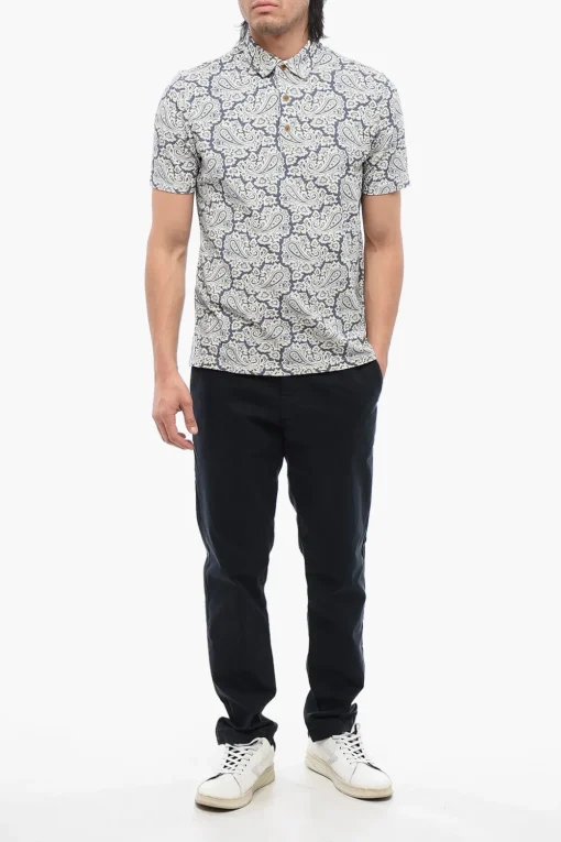 New Polo A Maniche Corte Con Motivo Paisley Uomo T-Shirt