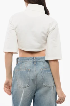 Polo A Maniche Corte Cropped Con Ricamo Logo>Palm Angels Online