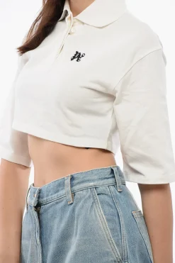 Polo A Maniche Corte Cropped Con Ricamo Logo></noscript>Palm Angels Online