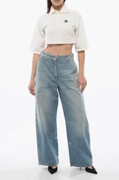 Polo A Maniche Corte Cropped Con Ricamo Logo></noscript>Palm Angels Online