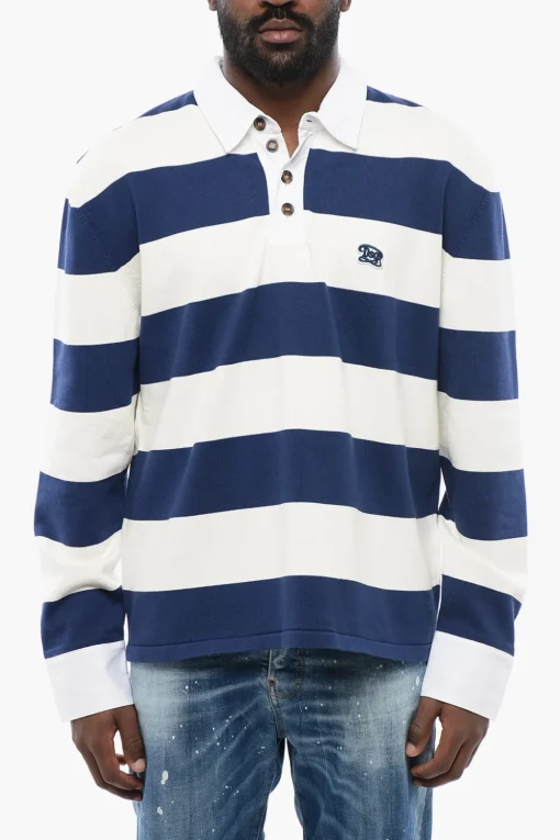 Outlet Polo A Maniche Lunghe A Righe Uomo T-Shirt