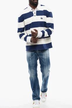 Outlet Polo A Maniche Lunghe A Righe Uomo T-Shirt