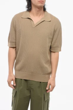 New Polo Buttonless in Maglia di Cotone Uomo T-Shirt
