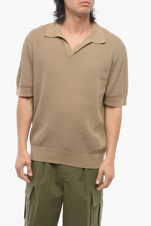 New Polo Buttonless in Maglia di Cotone Uomo T-Shirt