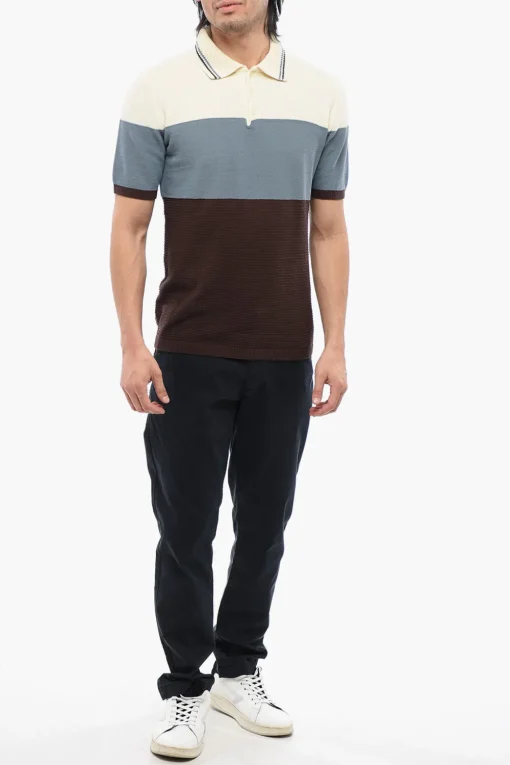 Discount Polo Color Block In Maglia di Cotone Uomo T-Shirt