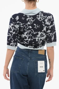 Fashion Polo Cropped Fit in Misto Cotone Jacquard Donna T-Shirts E Tops