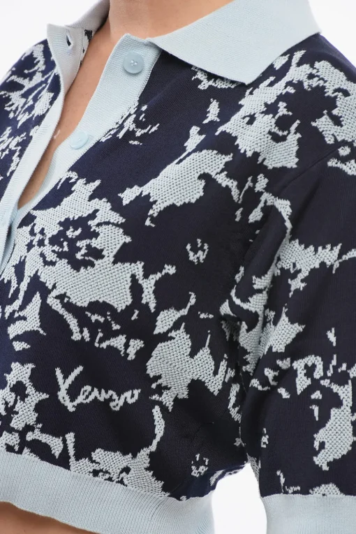 Fashion Polo Cropped Fit in Misto Cotone Jacquard Donna T-Shirts E Tops