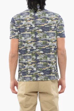 Sale Polo In Cotone Con Stampa Spiaggia Uomo T-Shirt