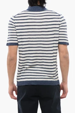 Hot Polo In Misto Lino A Righe Uomo T-Shirt