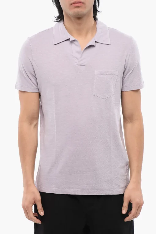 New Polo In Misto Lino Con Taschino Uomo T-Shirt