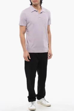 New Polo In Misto Lino Con Taschino Uomo T-Shirt