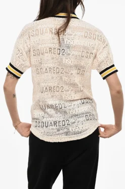 Polo In Pizzo con Logo All-Over>Dsquared2 Fashion