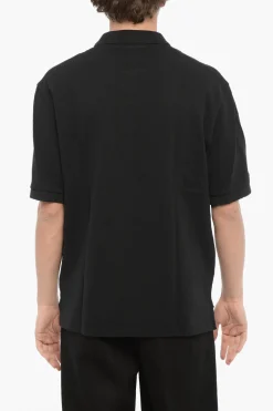 Discount Polo Loose Fit in Tinta Unita con Dettaglio Piercing Uomo T-Shirt