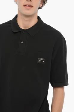 Discount Polo Loose Fit in Tinta Unita con Dettaglio Piercing Uomo T-Shirt