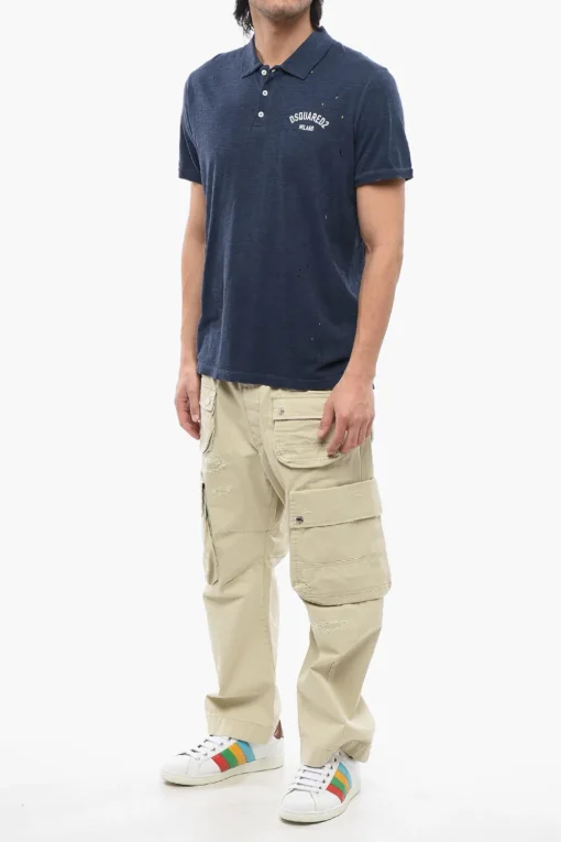 Polo Tennis Fit Effetto Distressed>Dsquared2 Hot