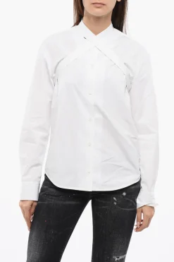 POPLIN CROSS COLLAR SHIRT WHITE WHITE>Off-White Discount