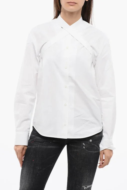 POPLIN CROSS COLLAR SHIRT WHITE WHITE>Off-White Discount
