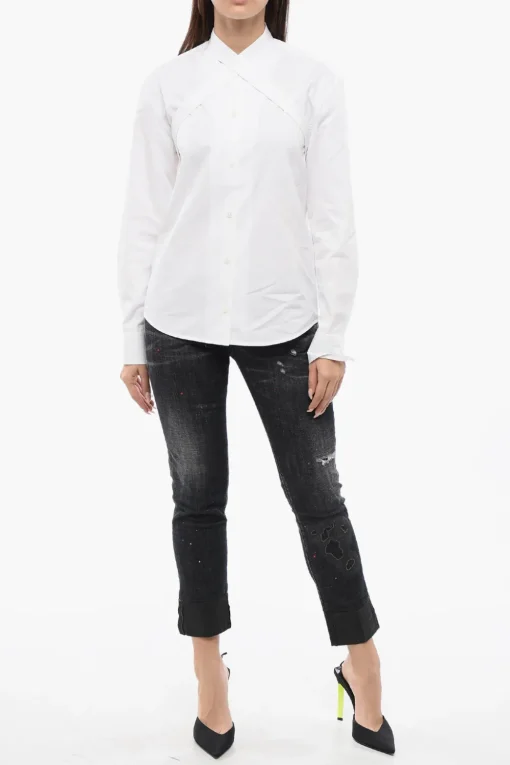 POPLIN CROSS COLLAR SHIRT WHITE WHITE>Off-White Discount