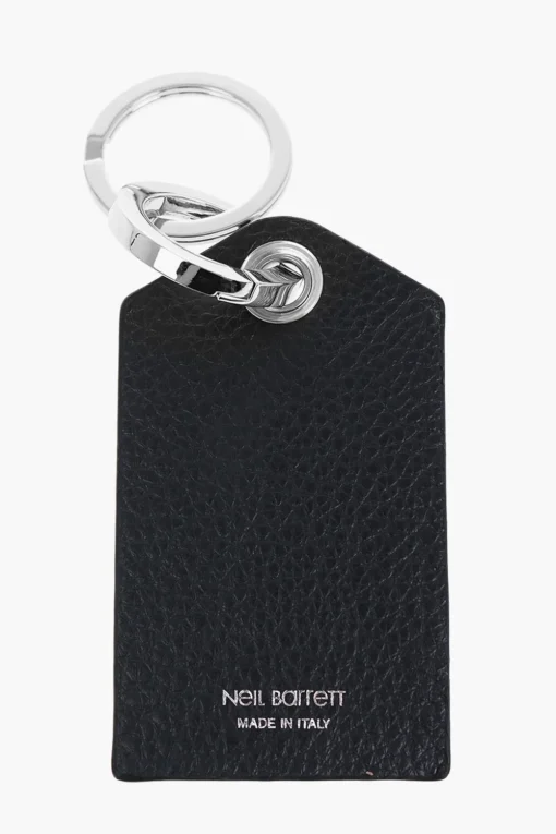 Online Portachiavi con Pendente in Pelle Martellata e Dettaglio Thunderbolt Uomo Portachiavi