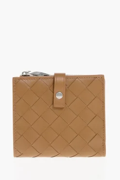 New Portafogli Bifold in Pelle Intrecciata Donna Portafogli