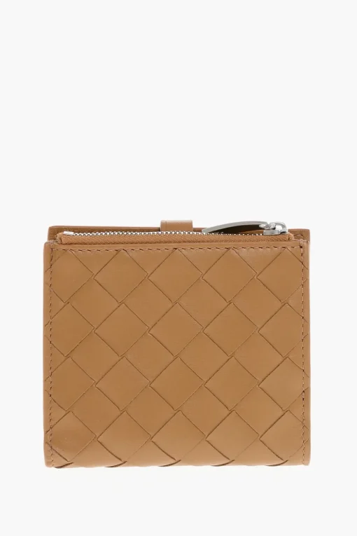 New Portafogli Bifold in Pelle Intrecciata Donna Portafogli