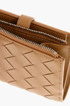 New Portafogli Bifold in Pelle Intrecciata Donna Portafogli