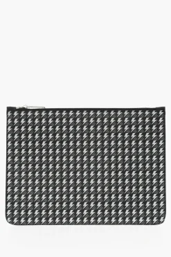 Outlet Pouch in Pelle con Logo All-Over Uomo Pochette E Buste