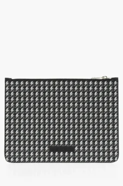 Outlet Pouch in Pelle con Logo All-Over Uomo Pochette E Buste