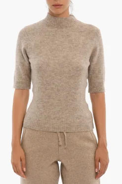 Hot Pullover A Collo Alto Con maniche 3/4 Donna Maglieria