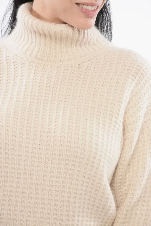 Pullover a Collo Alto in Misto Cashmere con Logo Ton sur Ton>Gucci Sale