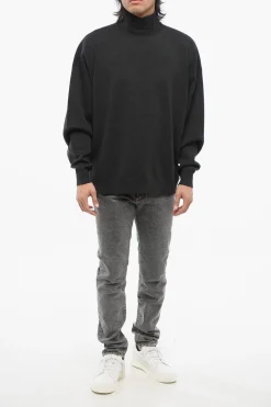 Discount Pullover a Collo Alto in Lana Vergine Uomo Maglieria