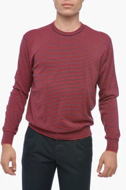 Outlet Pullover Girocollo Con Stampa A Righe Uomo Maglieria
