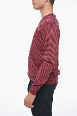 Outlet Pullover Girocollo Con Stampa A Righe Uomo Maglieria