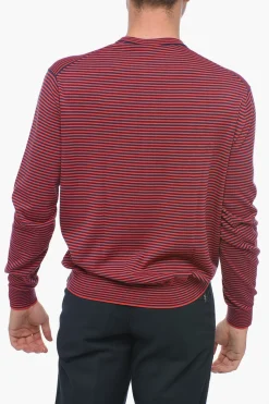 Outlet Pullover Girocollo Con Stampa A Righe Uomo Maglieria