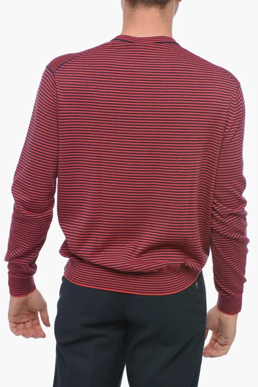 Outlet Pullover Girocollo Con Stampa A Righe Uomo Maglieria