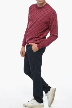 Outlet Pullover Girocollo Con Stampa A Righe Uomo Maglieria