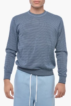 Outlet Pullover Girocollo Con Stampa A Righe Uomo Maglieria