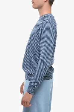 Outlet Pullover Girocollo Con Stampa A Righe Uomo Maglieria