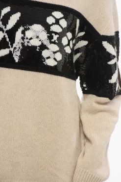 Online Pullover Girocollo FAGGI in Misto Cashmere con Ricamo in Paillettes Donna Maglieria