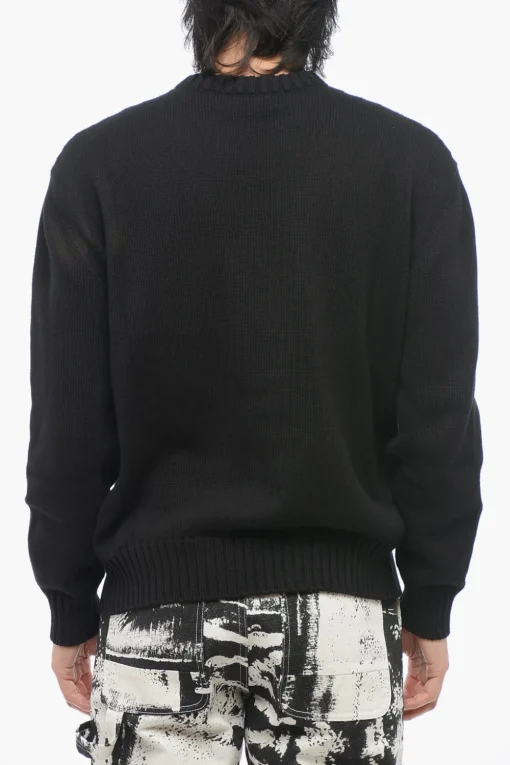 Pullover Girocollo in Cotone con Logo in Jacquard>Alexander McQueen Online