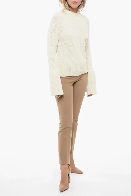 Best Pullover in Cashmere a Coste con Doppio Polsino Donna Maglieria