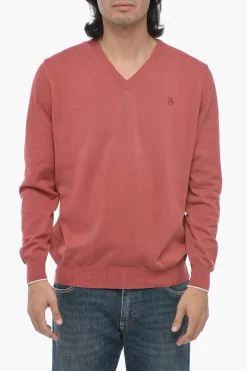Sale Pullover In Cotone Collo A V Uomo Maglieria